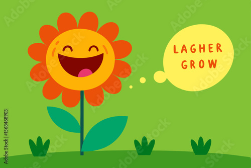 A cheerful spring floral design featuring a happy Easter egg surrounded by blooming flowers, perfect for a vibrant greeting card