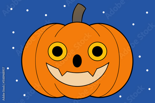 Cute Halloween Pumpkin Illustration Smiling Jack O Lantern