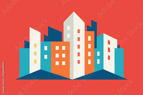 Vibrant Cityscape A Colorful Illustration of Urban Architecture