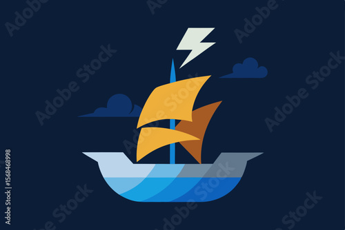Fast Sailing Ship A Bold Vector Illustration of a Swift Vessel Navigating the Waters