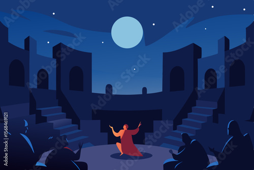 Nighttime Amphitheater Performance A Captivating Story Under the Moon