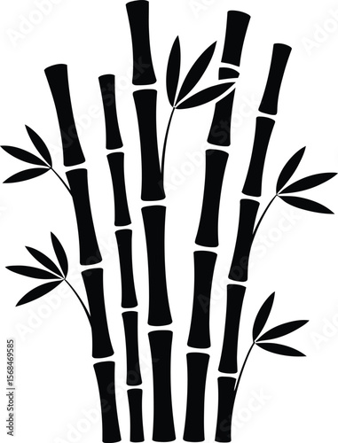 Black silhouette of bamboo stems on white background (2).eps