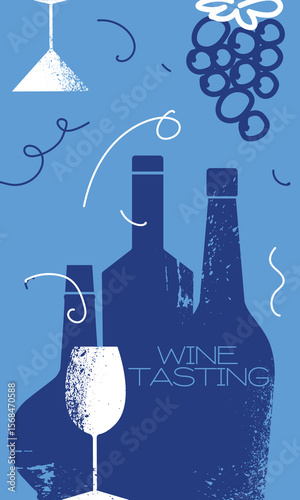 Restaurant poster, wine list design, wine tasting. Bar banner, sommelier design, alcohol store decor, kitchen design, red wine, chardonnay, cabernet