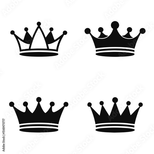 Four Stylized Royal Crowns symbol regal