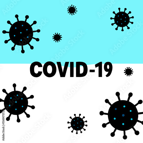 Black Coronavirus Icons With Blue Dots covid-19 pandemic