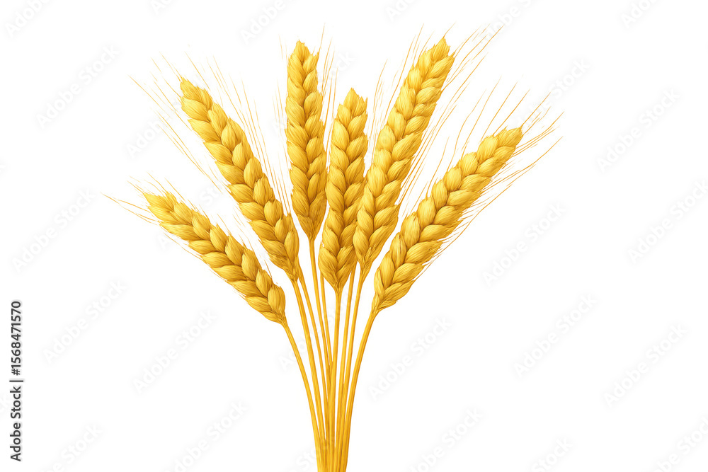 Fototapeta premium Bunch of ripe wheat ears with transparent background, ideal for agriculture, farming, and food-related projects