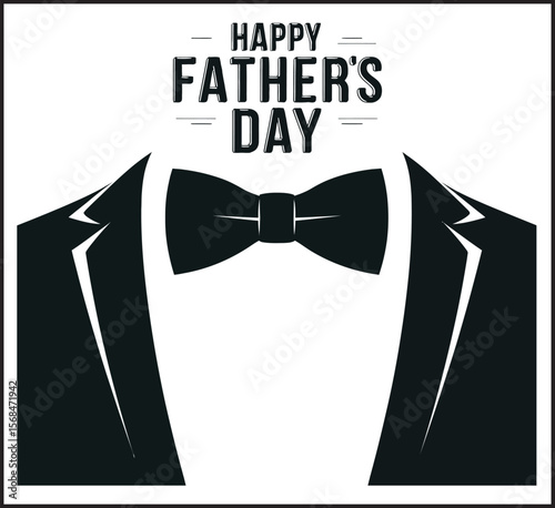 Happy Father's Day Bow Tie with Formal Suit Vector Design.