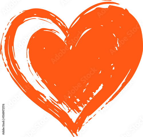 Expressive Orange Heart Sketch on Transparent Backdrop A Symbol of Passionate Emotion and Artistic Flair Perfect for Designs Conveying Warmth and Creativity