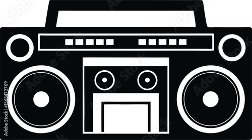 retro boombox silhouette vector illustration
