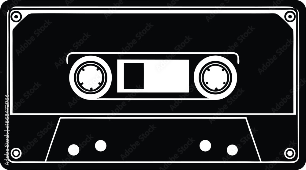 Obraz premium retro cassette tape silhouette vector