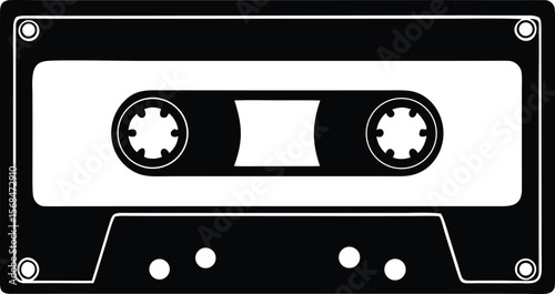 retro cassette tape silhouette vector icon