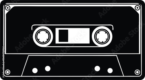 retro cassette tape silhouette vector