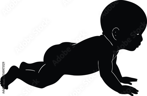 baby crawling silhouette vector