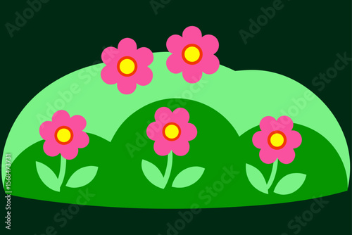 Night Blooming Flowers Green Hills Landscape
