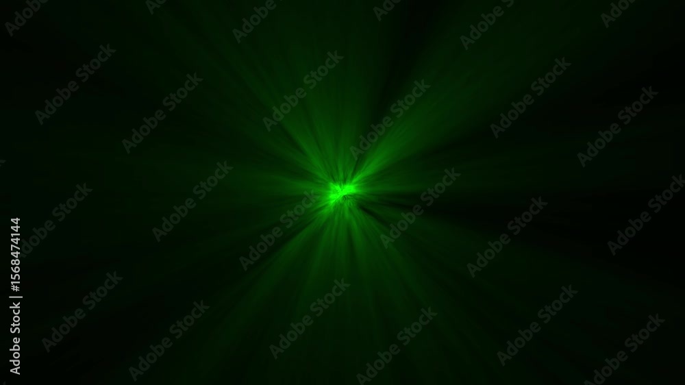 black background litter, shiny, bright, flare footage Isolated green light rays animation. Shine or sun effect on green cc light ray animation.