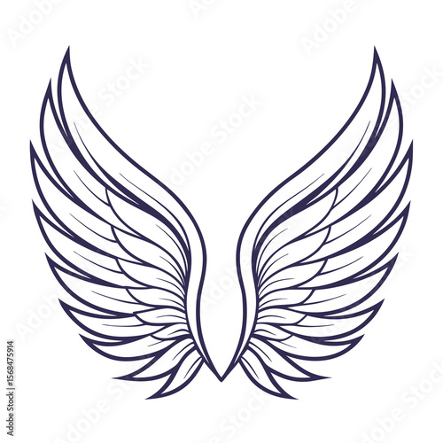 Wings icon in symmetrical outline style