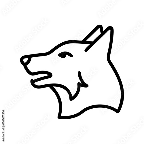 Wolf head with muzzle outline icon