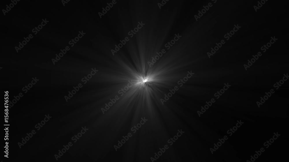 black background litter, shiny, bright, flare footage Isolated white light rays animation. Shine or sun effect on white cc light ray animation.