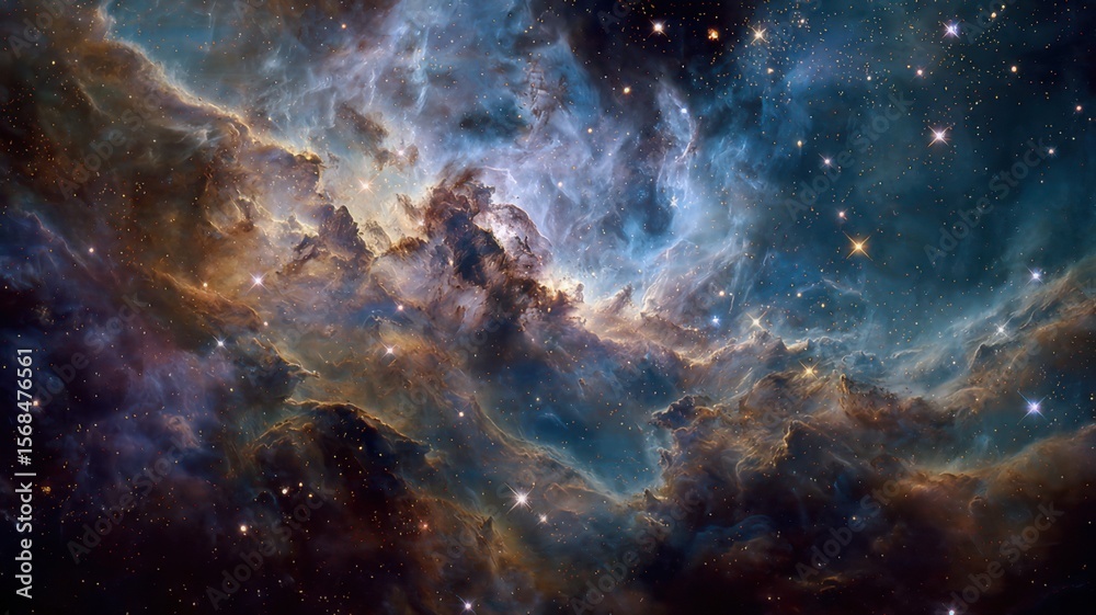 Fototapeta premium Colorful cosmic nebula with stars