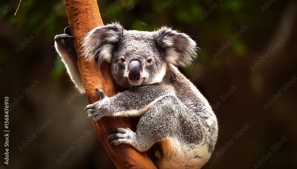 Naklejka premium koala bear hugging a branch