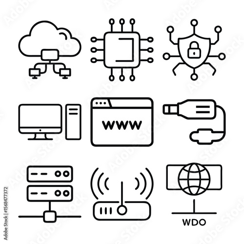 Network Technology Icons Set