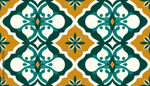 Art Nouveau Moroccan Floral Pattern – Warm Vintage Palette