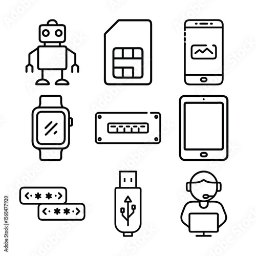 Technology Icons Gadgets & Data