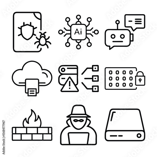 Cybersecurity Icons Data Protection Set