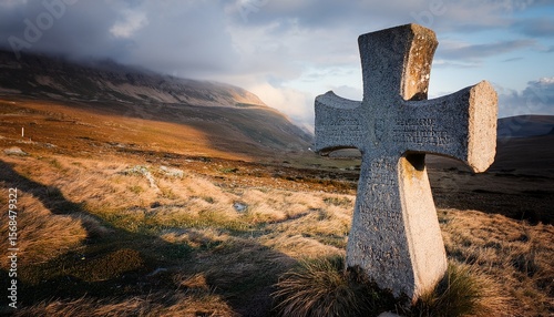 stone cross tombstone