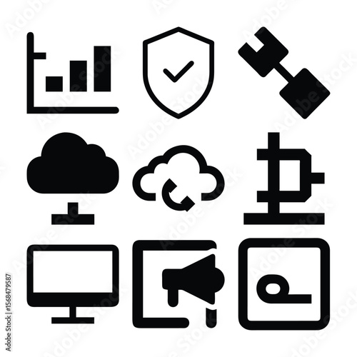 Data Security and Cloud Computing Icons
