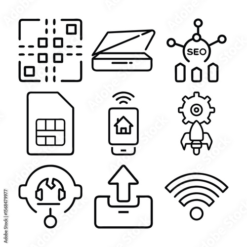 Digital Technology Icons Set