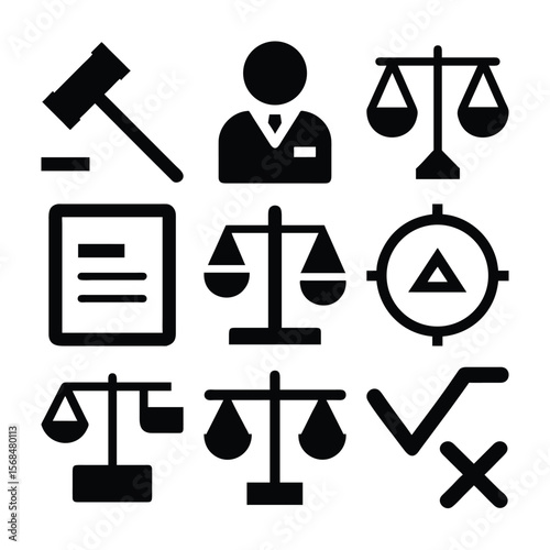 Law Justice Icons Legal Symbols Set
