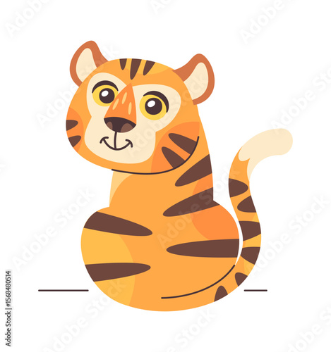 Cute tiger character turned around