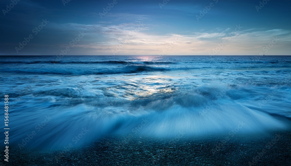 Fototapeta premium long exposure photography of ocean wave with gentle light trails creating a dreamy seascape effect