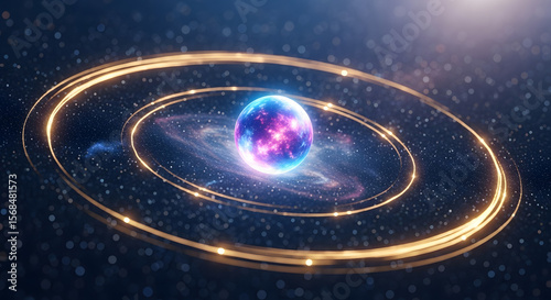 Photorealistic Luminous Orb as Cosmic Calendar in Swirling Nebulae