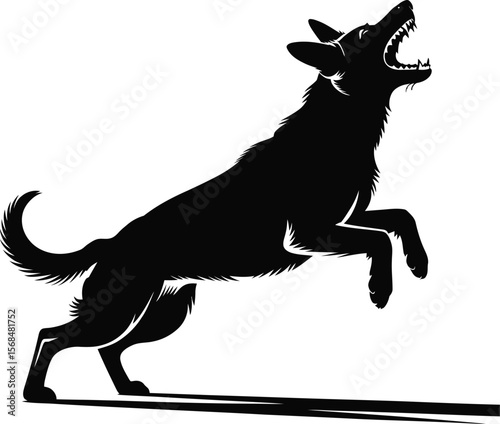 Black silhouette of a barking dog on white background (2) [Converted].eps