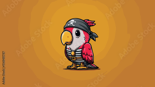 Vector Parrot Wearing Pirate Costume 