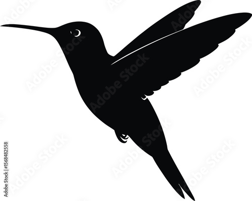 Black silhouette of a hummingbird hovering on white background (1) [Converted].eps