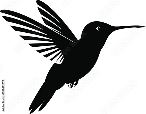 Black silhouette of a hummingbird hovering on white background (2) [Converted].eps