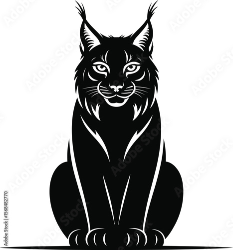 Black silhouette of a lynx sitting on white background (1) [Converted].eps