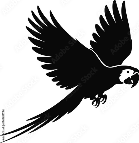 Black silhouette of a macaw flying [Converted].eps