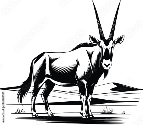Black silhouette of a oryx standing (1) [Converted].eps