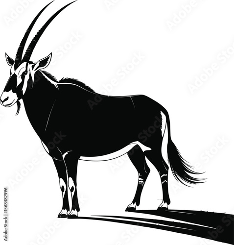 Black silhouette of a oryx standing (2) [Converted].eps