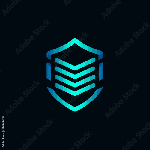 Data center security visual in minimal vector form.

