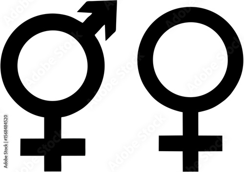 Gender Symbols Silhouette – Black Vector Icons for Male and Female Identity Concepts