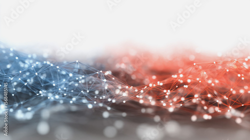 Abstract technology white background. Earth network with glowing nodes and net lines business connection of lines from nodes It is connected to endless nodes and represents the innovation of communica