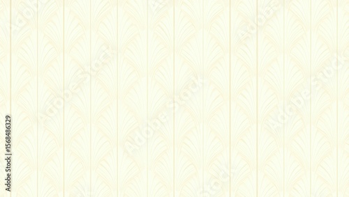 Elegant art deco fan pattern wallpaper with a subtle cream and gold textured background creating a luxurious and sophisticated visual