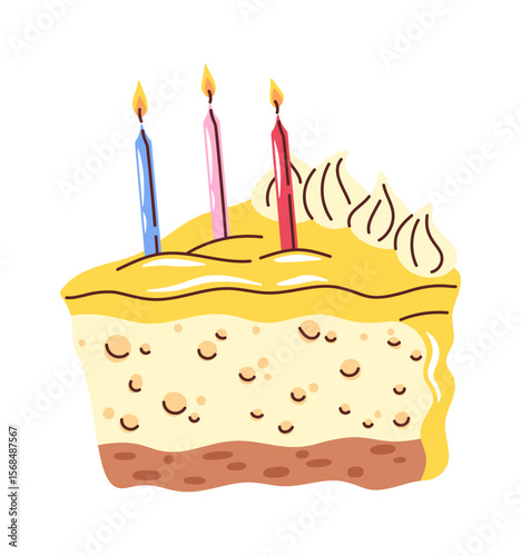 Vanilla cheesecake slice birthday dessert