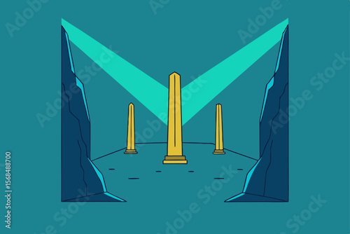Mysterious Monolith  Ancient Pillars and Celestial Beams