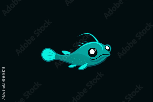 Cute Cartoon Deep Sea Anglerfish Illustration Glowing Aquatic Creature Design